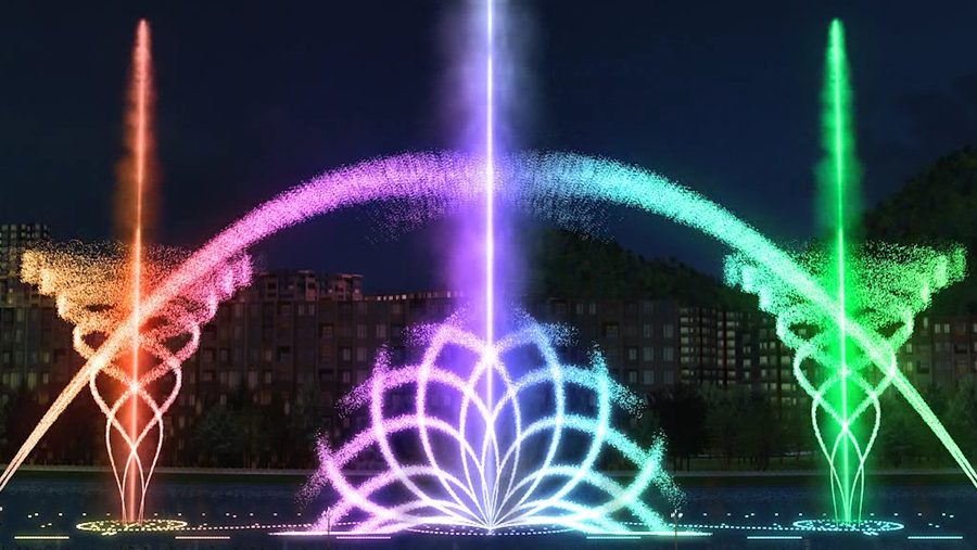 组合型水型效果图，多种水型同池编排