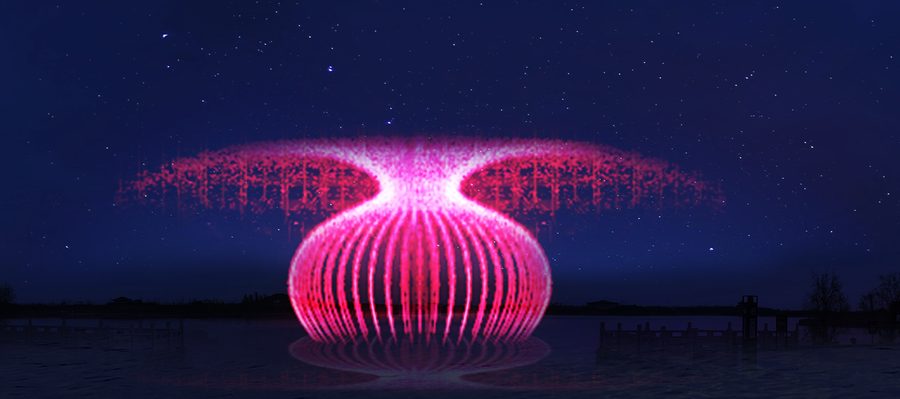 开阔水面水型效果图