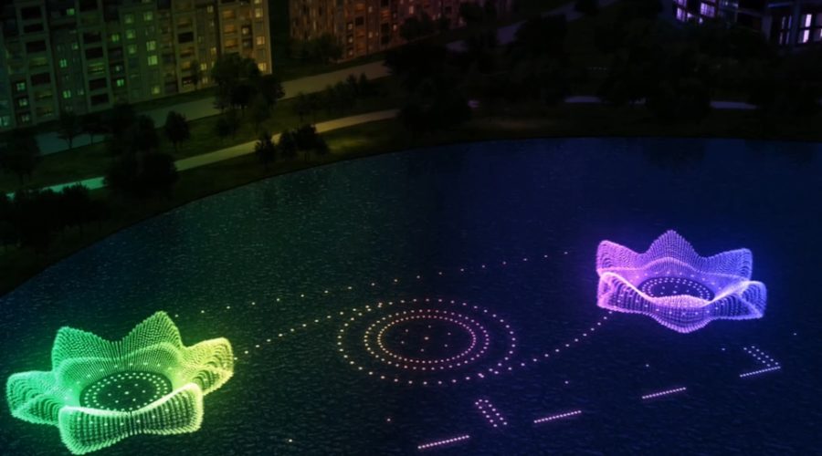 世纪花开水型效果图，水形如花朵层层绽放
